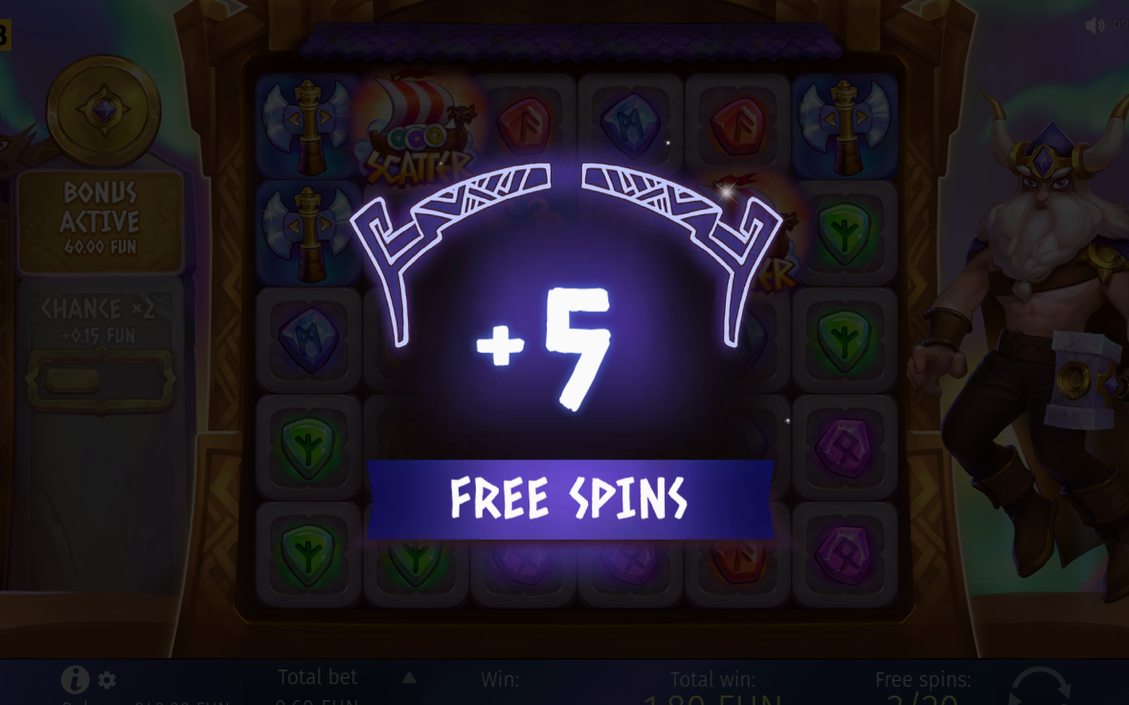 Retrigger screen in Free Spins, adding five more spins