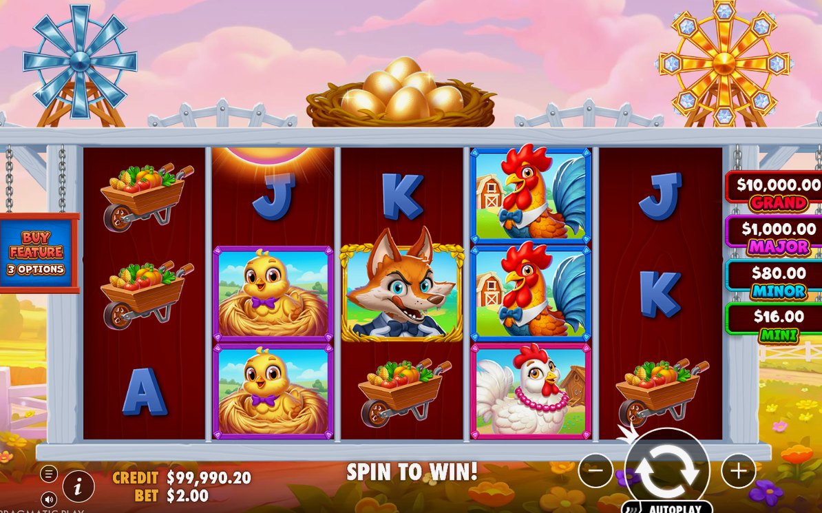 Win screen showing the payout of a winning combination