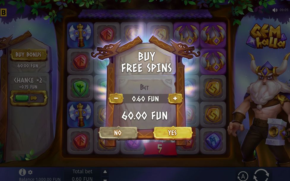 Bonus screen showing Free Spins with Viking longship Scatters