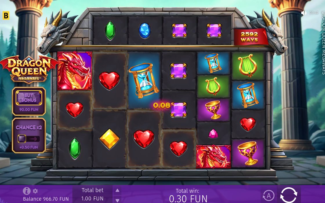 Base Game grid with reels of changing height
